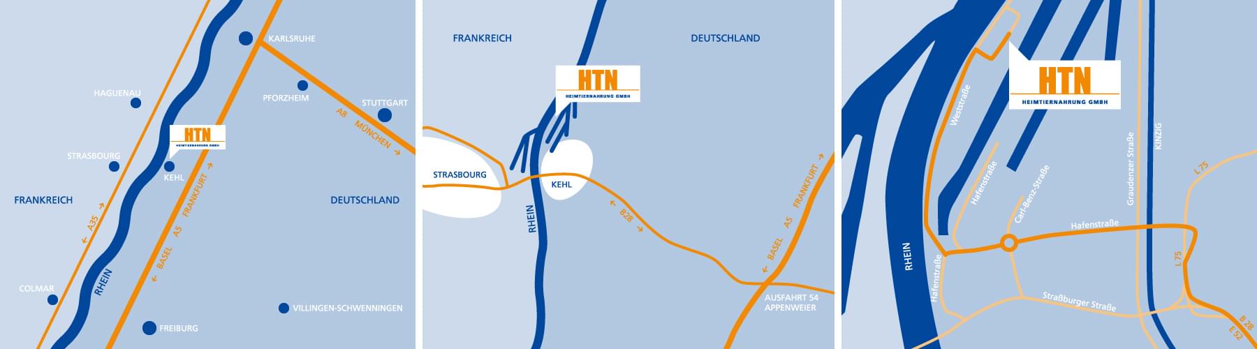 Carte avec plan de situation de HTN Vertrieb GmbH